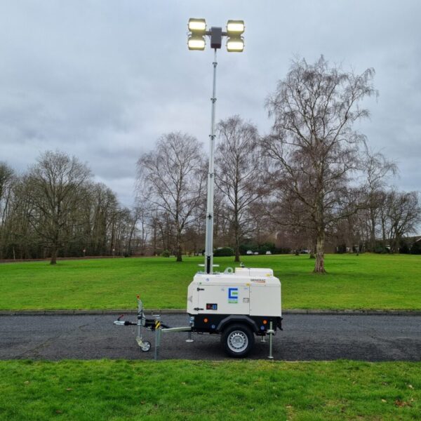 Towerlight extended view of our portable construction towerlight for hire